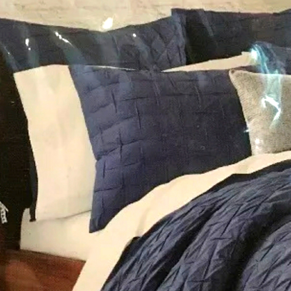 New!! Bar III BOX PLEAT Euro Pillow Sham, INDIGO